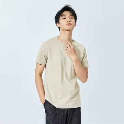 Summer Cotton T Shirts Men 2024 Simple O Neck Stretch Solid New Tops Clothing Casual Tshirt Man Streetwear Cool Tee Shirts
