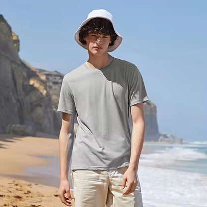 Summer Cotton T Shirts Men 2024 Simple O Neck Stretch Solid New Tops Clothing Casual Tshirt Man Streetwear Cool Tee Shirts
